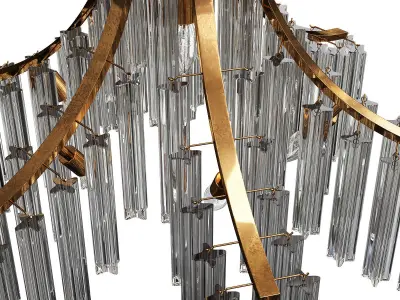 Italian Murano Clear Glass Sculptural Chandelier by Venini Low-poly 3D model