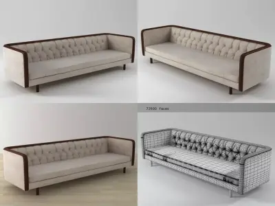 Extra Long 1960s Capitonne Sofa 3D model
