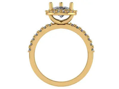 Pear shape halo ring with pave setting along the shank 3D print model