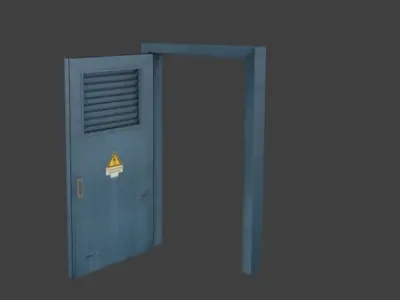 Doors door with warning sign Free 3D model