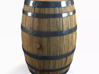 Wooden Barrel PBR Textures Low-poly 3D model