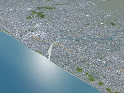 Kozhikode Kerala India 35km AI Low-poly 3D model