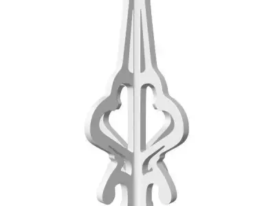 Peak 2 hair clip with ornate design 3D model