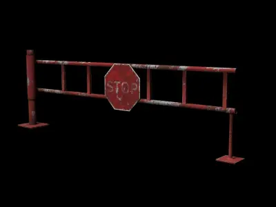 Road Block Gate Low-poly 3D model