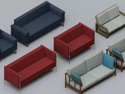30 Sofa Mega Pack Collection Low-poly 3D model