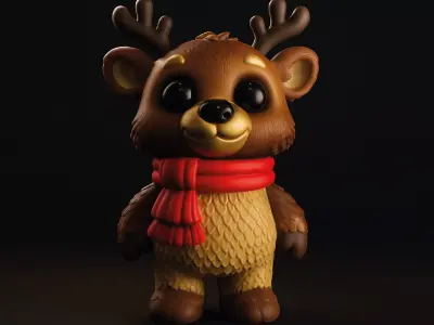 Winter Fawn Companion Character  Low-poly 3D model