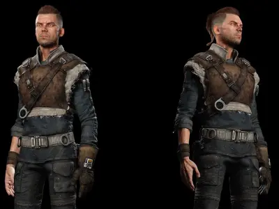 Realistic survival man scifi Low-poly 3D model