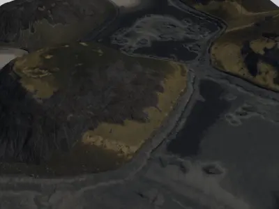 Landscape Tundra Shores Low-poly 3D model