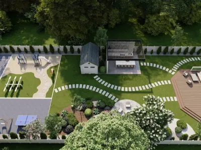 Garden Landscape 3D Model - SketchUp and Lumion Scene 3D model 3D model