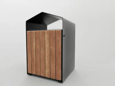 Modern Timber Street bin Vol 03 Game Ready PBR Low-poly 3Dmodel Low-poly 3D model