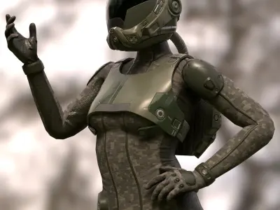 FX01 Female Space Suit Green LITE VERSION Low-poly 3D model