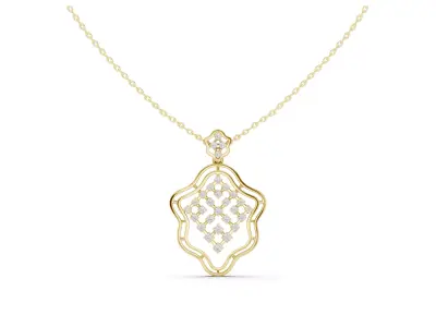 Moroccan Diamond Pendant Geometric Floral Necklace CAD 3D print model
