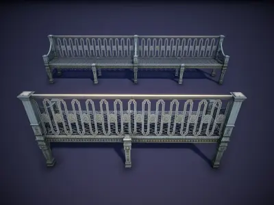 Street Bench 001 Low-poly 3D model