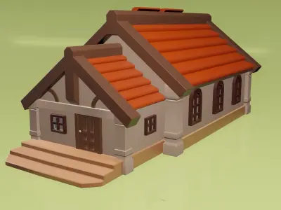 cartoon home Low-poly 3D model