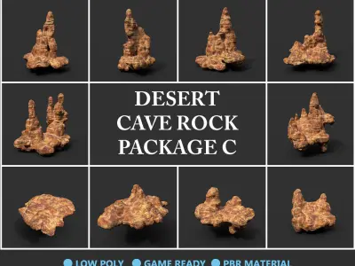 Low poly Mossy Cave Modular Floor Pack Low-poly 3D model