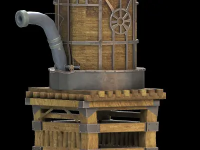 Western watertank Low-poly 3D model