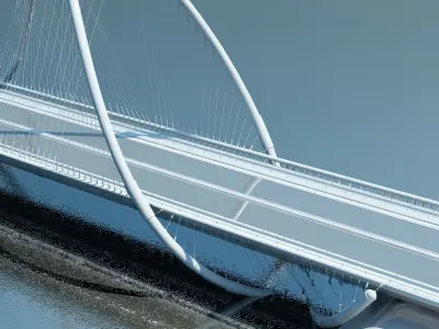 Futuristic Suspension Bridge 1 3D model