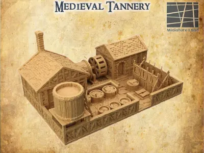 Medieval Tannery Tabletop Terrain 28 mm 3D print model