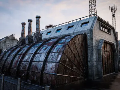 INDUSTRIAL SCIFI BUILDING DEMO SET FILE Low-poly 3D model