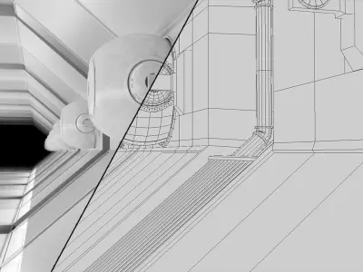Sci fi Corridor White  Low-poly 3D model