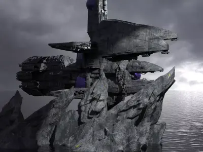 Alien Ocean Relay Station Tower Kit bash 3D model