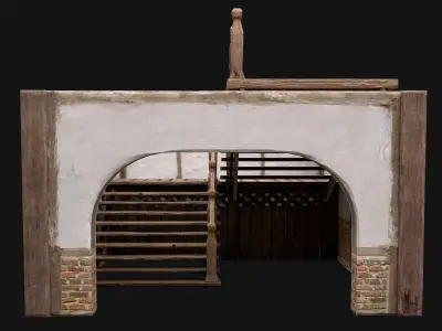 Staircase in a Medieval Room Low-poly 3D model