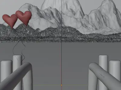 Mountain and river scene  3D model