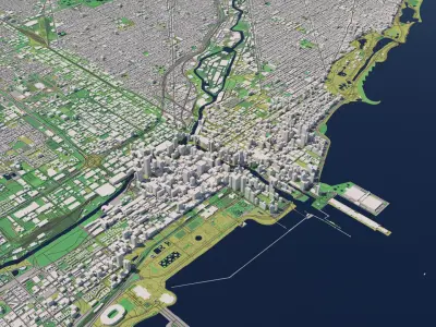 Chicago Illinois USA 25x25km 3D City Map 3D model