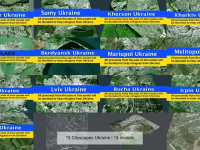 13 Cityscapes Ukraine 3D Model Pack