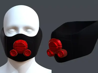 Gas mask helmet 3d model scifi Low-poly  Low-poly 3D model