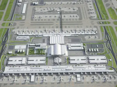 Munich - International Airport - MUC Low-poly 3D model