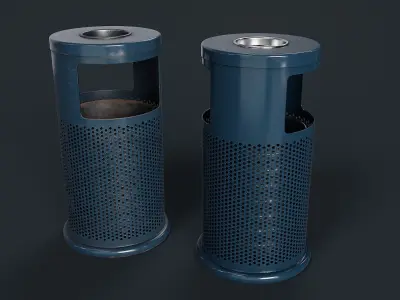 Street Trash Can 2 PBR Game Ready Low-poly 3D model