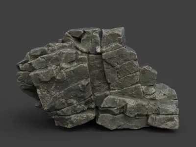 Low poly Cracked Black Rock 220124 Low-poly 3D model