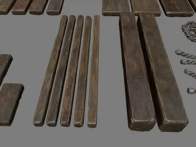 woods and rope Low-poly 3D model