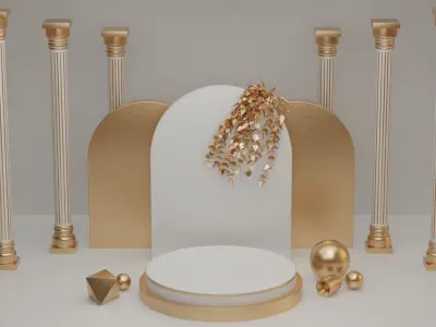 Golden Product Display Podium 3D model