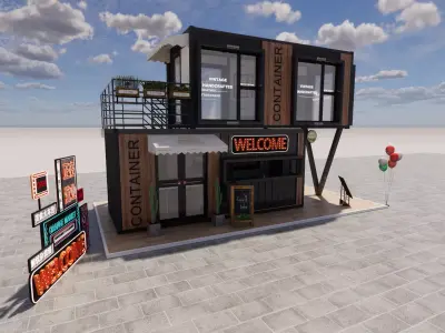 Container coffee shop-6 3D model