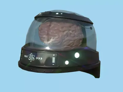 SciFi Brain Helmet 03 Black - Character Design Fashion Low-poly 3D model