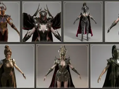 Ultimate Female Hot Fantasy Warrior Collection 7Model MegaBundle 3D Model Pack