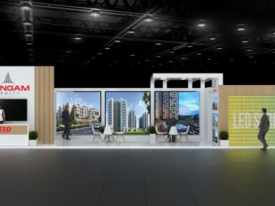 Exhibition Stand Stall Two Side Open 15X5 3D model