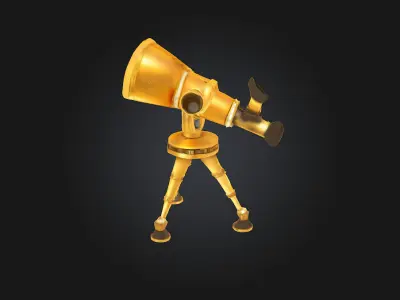 Golden Telescope Icon 3D model