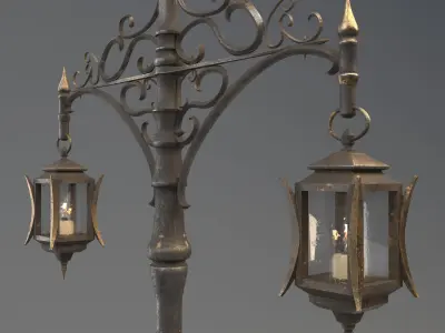 Victorian Style Street Lamp Low-poly 3D model