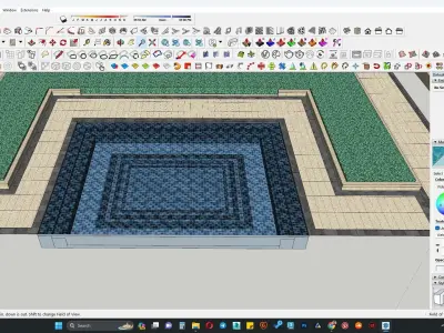 Outdoor pool area 3d model 3D model