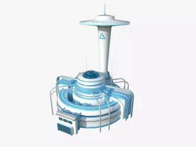 SciFi Facility D01 White Blue - Sci Fi Exterior Design Low-poly 3D model