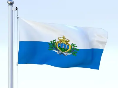 Animated San Marino Flag Low-poly 3D model