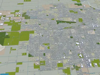 Visalia California USA 25km Low-poly 3D model