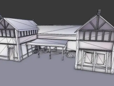 Medieval Village Stable Low-poly 3D model