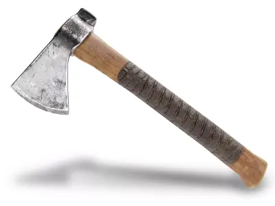  crafted scratched iron Hatchet axe tool er1 Low-poly 3D model