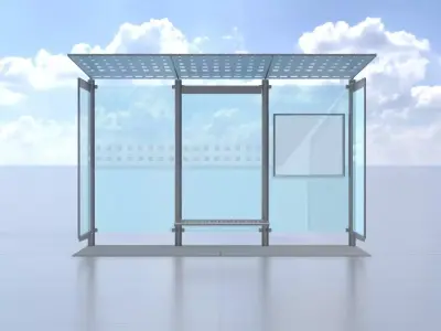 Bus Stop Version 1 with foundation Low-poly 3D model