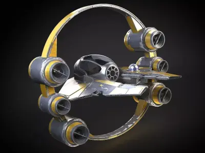 Jedi Starfighter Eta-2 with Hyperdrive Booster Ring 3D model