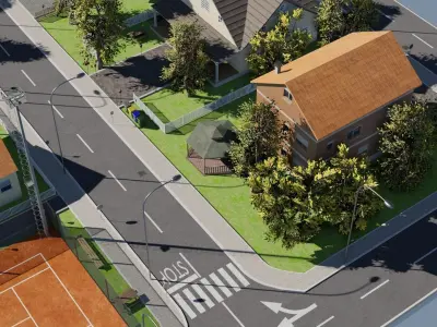 Modular city Low-poly 3D model buy